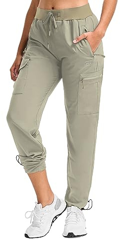 BVVU Women's Hiking Pants Lightweight Quick Dry Travel Outdoor Pants Waterproof Work Cargo Joggers with Zipper Pockets