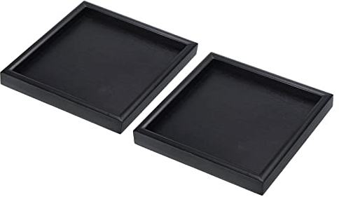 PATIKIL Wood Serving Tray 7 Inch, 2 Pack Square Decorative Platter for Home Decor Kitchen Table Candle Holder, Black