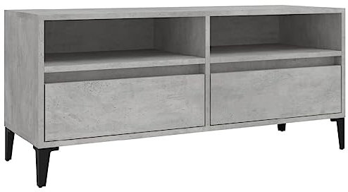 vidaXL TV Schrank, Fernsehschrank mit viel Stauraum, Fernsehtisch für Wohnzimmer, Lowboard Sideboard TV Ständer TV Gerät, Betongrau Holzwerkstoff