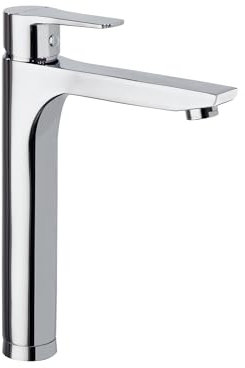 Ramon Soler - Grifo Monomando Alto para Lavabo, Ahorro de Agua S2, Acabado Cromado, Serie Titanium, Diseño Moderno y Eficiente