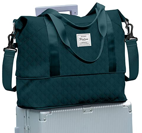 Reisetasche Damen Sporttasche 40x20x25 Ryanair Handgepäck Tasche Weekender Bag Schwimmtasche Wasserdicht Travel Bag Duffle Bag Fitnesstasche Trainingstasche Frauen für Reise Gym,B8-Pfauenblau