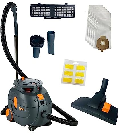 JaTop Staubsauger Kesselsauger TASKI Aero 15 Plus Euro,Grau Orange, Flüstermotor inkl Duft & 5 kompatible Staubsaugerbeutel