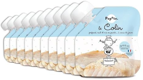 POPOTE - Purée de Colin d’Alaska - Dès 4/6 Mois - Gourde Individuelle 60 g - Recette Lisse, Équilibrée - Première Découverte des Protéines - Format Pratique à Emporter - Pack Familial 10 x 60 g
