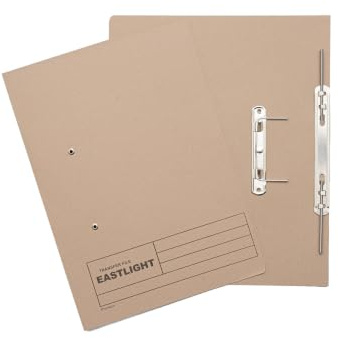 Eastlight Foolscap 38mm Transfer Spring Files, Buff, Pack of 25 | Colour may vary