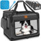 TRESKO® Hundebox faltbar inkl. Leckmatte, Spatel & Reflektoren L 70x52x52cm | Transportbox für Hunde und Katzen | Hundetransportbox Auto für kleine & große Hunde | Hundetasche robust Anthrazit