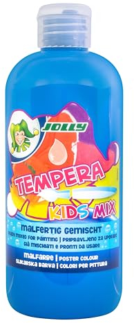 JOLLY Tempera Kids Mix peinture, peinture liquide, flacon de 1L noir, couleurs lumineuses et couvrantes, peut être peint non dilué ou avec de l'eau, utilisable sur tous les matériaux