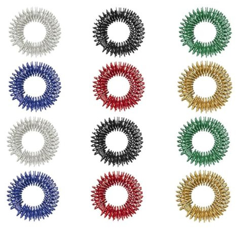 HNJUSR 12 Stück Akupressur Ring Set, Massageringe für Finger Akupressurring, Massage Ring für Stress Reduzierstück und Förderung der Durchblutung, Fingermassage oder Zehenmassage