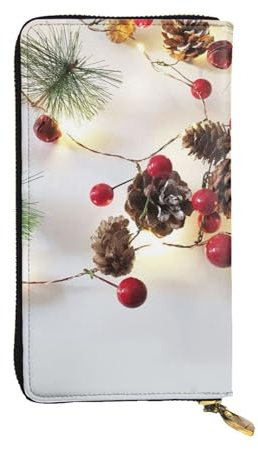 VYONNE Fun Food Hot Dogs Klassische Leder Lange Clutch Geldbörse - Exquisites Volldruck Design mit Multifunktions Innenbörse Pocketbook Billfold Geldtasche, Weihnachten dekorieren mit Lichtern,