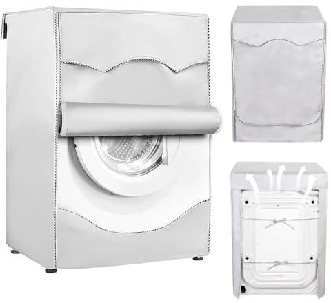 Funda Lavadora Carga Frontal,Funda Lavadora Exterior Impermeable,Fundas Secadoras Exterior con Recubrimiento Plata de Doble Cara,Funda de Lavadora Protectora de Lluvia, Sol y Polvo(85 * 60 * 60CM)