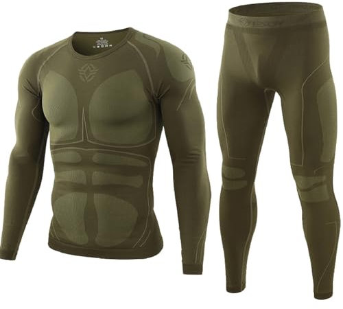 KONG JIMFAN Herren Thermounterwäsche Set wasserdichte Hose Herren Sets Weihnachtsfeier Outfit Herren Winter Running Clothes Men Kompressions-Shirts Für Herren Ski-Jacken Für Männer(Grün,L)