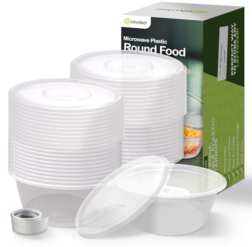 Melvoker 24Pcs Round Food Containers with Lids - 250ml (8oz) Takeaway Containers with Lids for Meal Prep | Microwave & Freezer Safe, BPA Free Meal Prep Containers Reusable Plastic Tubs with Lids