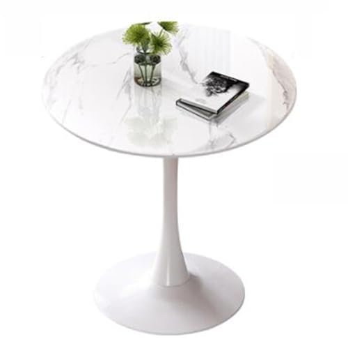 Table de salle à manger ronde moderne - 60 cm - Motif tulipe avec plateau en marbre en pierre frittée et pieds en métal - Décoration parfaite pour la maison et le bureau
