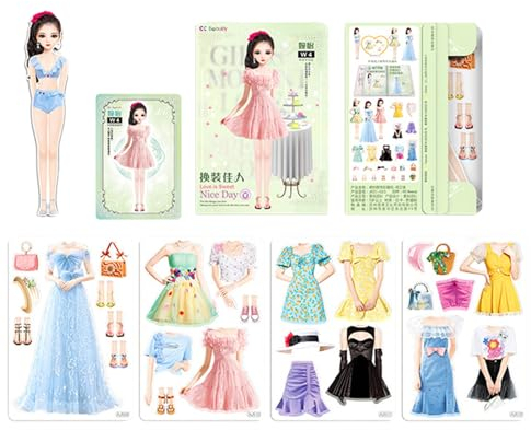 Anziehpuppen Magnetisch, Papierpuppen Zum Anziehen, Magnetic Dress Up Doll, Llenspiel-Kostü -Anziehpuppen Kreative Mode Dress Up Papier Puppe Magnet Outfit Für Kindertag Weihnachten