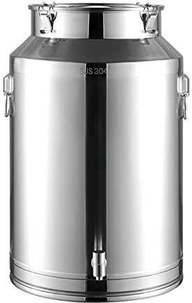 Tanica per Latte in Acciaio Inossidabile 304 - Barili per Il Trasporto di Acqua e Vino per Olio di Latte con Coperchio Sigillato e Rubinetto per Contenitore per Liquidi,58L 35 * 64