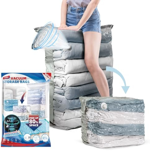 TAILI Würfel Vakuumbeutel für Kleidung, Jumbo 6 Pack (80x100x38 cm), Extra große Vakuum Kleiderbeutel für Bettdecken, Decken, Bettwäsche, Platz sparen Vakkumsäcke Kleidung