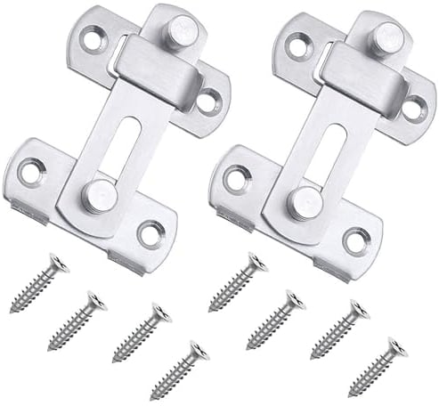 Qinsky Serrature Scorrevoli in Acciaio Inox,2 PCS Chiavistello per Cancello in Acciaio Inox Serrature Serratura Scorrevole per Porta di Fienile per Porta del Fienile Vetrine Garage