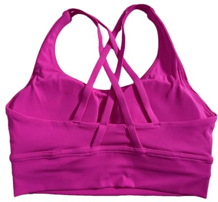 Einfarbiger Fitness-BH für Damen, Strumpfhose, Yoga-Weste, hohe Festigkeit, stoßfest, für Fitnessstudio, Sport, Push-Up, mit Brustpolster, Rhododendron-Pulver, Large
