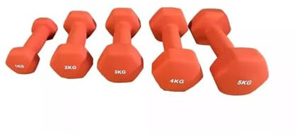 Neoprene Dumbbells Weights Iron Hand Pair Aerobic Workout Fitness Home Gym | Comfortable To Hold and Soft on Floors Excellent Fitness Accessories For Toning and Strength Workouts (Orange, 1kg Pair)