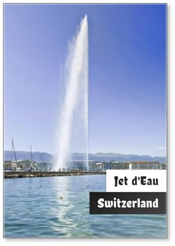 140 Meter High Iconic Fountain “jet D'eau” in Lake Geneva, Fridge Magnet