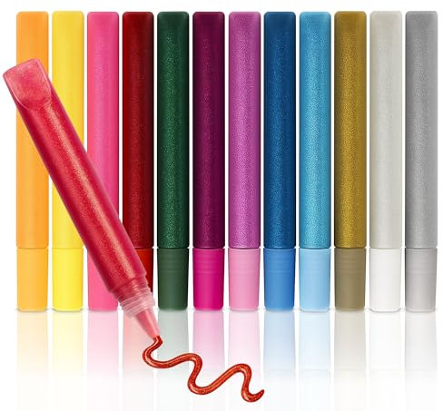 SOL 12 penne con colla glitterata per artigianato, 12 tonalità scintillanti per illuminare, attaccare e brillare, penne glitterate lavabili per bambini, scrapbooking, biglietti e poster, set per