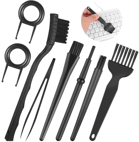 Lot de 8 pinceaux en nylon pour clavier - Kit de nettoyage pour clavier - Brosse de nettoyage pour clavier - Brosse de nettoyage pour PC, clavier, tablette, ordinateur, appareil photo