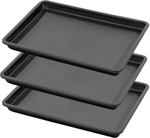 3 Pack Essentials Non-Stick Baking Tray Set Large 32cm Multi-Pack Oven/Pan Dishwasher Safe & Easy to Clean (3 Trays)