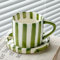 Nordic Retro Coffee Cup and Saucer Simple Hand-Painted Striped Cup High-Value Mug Afternoon Milk Tea Cup