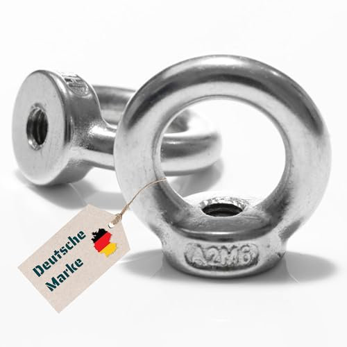 Ringmutter DIN 582 M6 M8 M10 bis M30 Ösenmutter/Ringöse aus A2 V2A Edelstahl für sichere Befestigungen und Hebeanwendungen (3, M6)