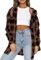 LACOZY Womens Buffalo Plaid Flannel Shirt Long Sleeve Collar Button Down Blouses Tops Khaki 2XL
