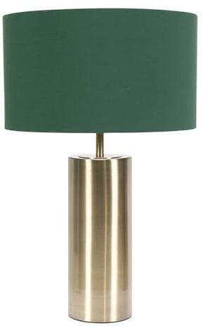 ValueLights | Antique Brass Single Stem Touch Dimmer Light Table Lamp with Forest Green Drum Shade | Home Décor, Bedside & Desk Lamp