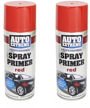 DIOXSTAR Red Primer Spray Paint, Matt Finish, Quick Drying, Non-Crack Paint, Suitable for Metal, Glass, Wood, Indoor and Outdoor Use, Easy to Use, 400ml (2 PCS)