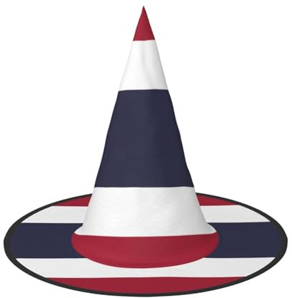 SamLng Thailand Flagge Halloween Hexenhut für Erwachsene Partyhut Maskerade Karneval Cosplay Spitze Horn Dekoration Kappe