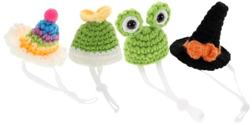 Milisten 4 Stück Gestrickte Tiermütze Mit Riemen Mützen Mütze Chinchilla Strickmütze Hamster Mütze Für Kleintiere Gestrickte Meerschweinchen Mütze Dekorative Chinchilla Mütze