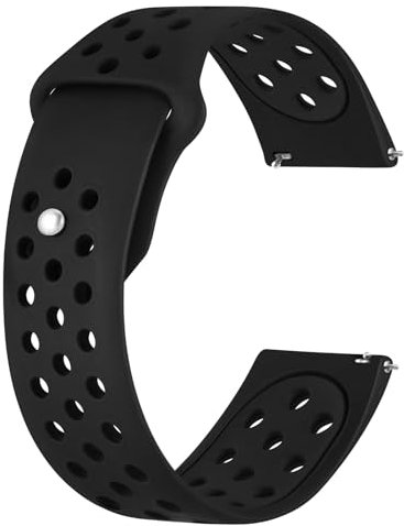 BISONSTRAP Armband für Damen und Herren, Belüftet Silikon Uhrenarmband, Sport Ersatzband mit Schnellverschluss, 22mm, Schwarz