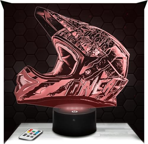 Lampephoto.fr - Lampe Motocross-Helm 3D Nachtlicht Motocross-Fan | Made in France, Sockel wählbar, dimmbar, Batterie-/USB-Betrieb, HD-Lasergravur, Geschenk für Motocross-Fans