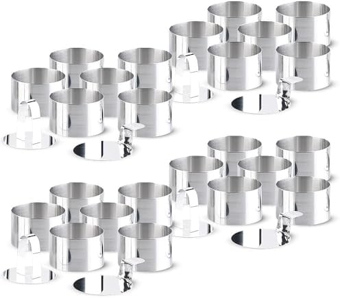 Rosenstein & Söhne Dessert Ausstecher: 24er-Set Dessert-/Speiseringe Ø 8cm,Höhe 5cm, rund, mit Heber&Stampfer (Vorspeiseringe, Dessertringe-Sets)