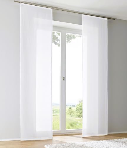 Kutti Schiebegardine Schiebevorhang Raumtrenner Enya weiß Uni mit Paneelwagen B 60 x H 225 cm (1 STK)