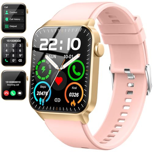 Smart Watch for Men Women Answer/Make Calls, 1.85 HD Touch Screen Fitness Watch with Heart Rate/Sleep Monitor, 110+ Sports Activity Tracker Step Counter, IP68 Waterproof Smartwatch Rose Gold