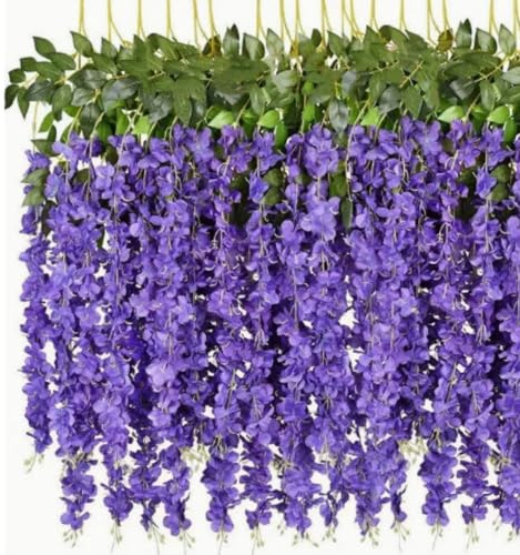 12 Pcs Artificial Wisteria Flowers Garland, 3.6 FT Silk Fake Flowers Hanging Vine for Indoor Outdoor Home Garden Christmas Wedding Party Decoration (Violet)