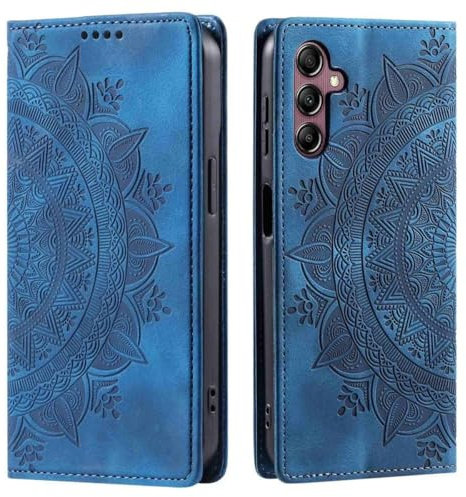 CoverKingz Handyhülle kompatibel mit Samsung Galaxy A56 - Handytasche mit Kartenfach Klapphülle Cover - Handy Hülle klappbar Motiv Mandala Blau