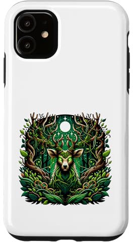 Cerf vert dans la forêt mystique nuit Coque pour iPhone 11
