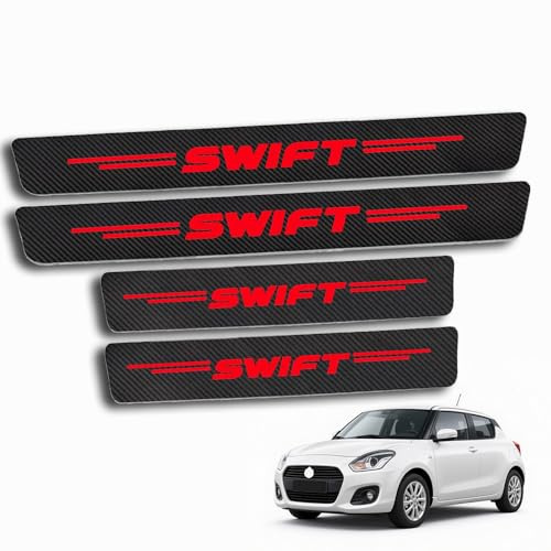 WpTGEX 4 Stück Auto Einstiegsleisten Schutz Für Suzuki Swift 2005-2023 2024 2025, Auto Einstiegsleisten Carbon Faser Aufkleber, Kratzschutz,Abrieb Und Starke, rutschfeste,B
