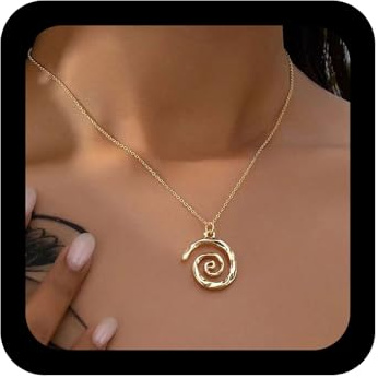Cybche Vintage Spirale Halskette Choker Gold Spirale Anhänger Halskette Geometrischen Kreis Wirbel Halsketten Minimalistische Dünne Kette Schmuck Für Frauen
