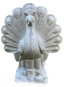 PP Pink Peachy Steinfigur Pfau aus Beton 50 cm | Gartenfigur Vogel grau | Deko-Skulptur Steinguss ca. 20 kg | Sonnen- & frostfest | Gartendeko für Innen & Außen