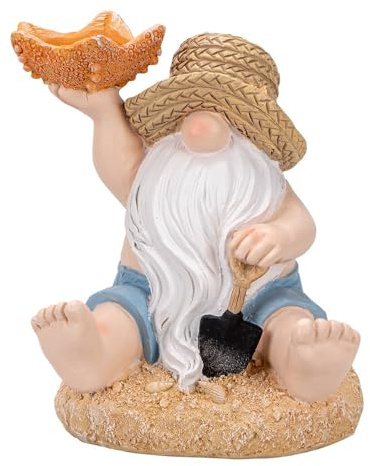 Ideen mit Herz | Deko-Figur Wichtel mit Seestern | Maritime Dekoration Bad | witziger Gartenzwerg | Sommer, Strand und Urlaub | ausgefallener Teelichthalter