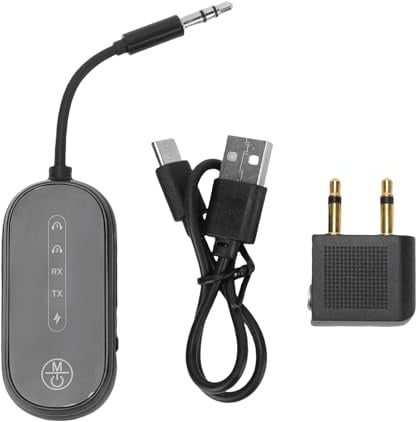 Jectse Flugzeug Bluetooth Senderadapter, 2 in 1 Bluetooth 5.4 Senderempfänger für Kopfhörer Dual Paare, 3,5 Mm Aux für Flug/TV/Auto/Lautsprecher