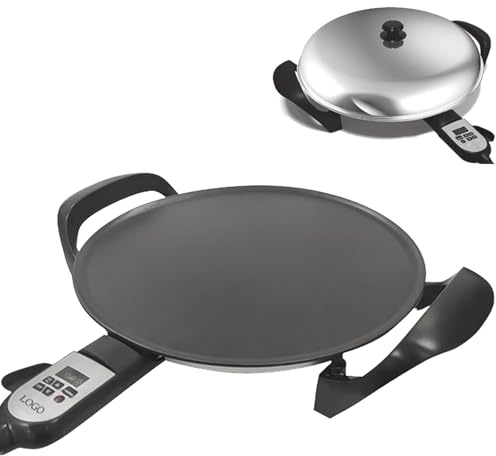 40cm/46mm Electric Griddle For Ethiopian Injera, Non-stick Crepe Makers & Chapati & Skillet And Pancake Maker Machine, Adjustable Digital Heat Control, Even Heat Distribution, For Lefse 46mm