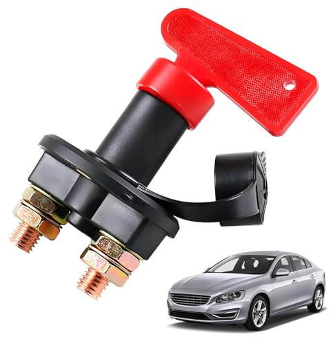 Battery Isolator Switch 12V/24V, Heavy Duty Automotive Battery Disconnect Switch with Key, Waterproof Power Cut Off Master Kill Switches, Emergency Power Kill Switches for Car Boat RV Truck Marine ATV