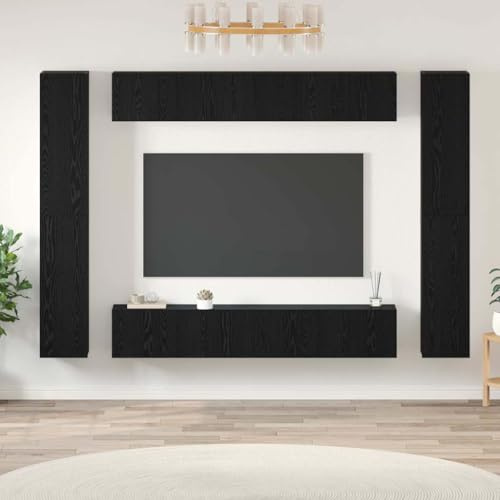 AJJHUUKI Mueble de TV 10 piezas roble negro mediano 30,5 x 30 x 90 cm