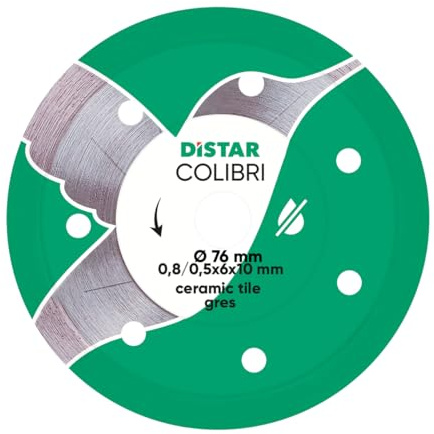 DiSTAR Colibri Diamanttrennscheibe Ø 76 mm x 10 mm – Ultradünn 0,8 mm für Feinsteinzeug & Keramik – Profi Trennscheibe für Akku-Winkelschleifer & kleine Flex – Präzisionsschnitt & Fliesendesign